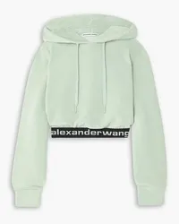 Alexander Wang Cropped stretch cotton-blend corduroy hoodie - Green Green