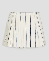 Tory Burch Pleated tie-dyed cotton-twill shorts - White White