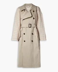 Maison Margiela Belted checked cotton-blend twill and gabardine trench coat - Neutral Neutral