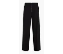 Stretch-wool crepe wide-leg pants - Black