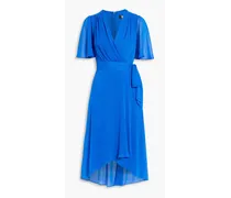 Wrap-effect crepon dress - Blue