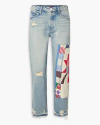 Mother Carolyn Murphy The Tomcat cropped patchwork high-rise straight-leg jeans - Blue Blue