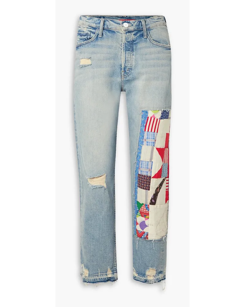 Mother Carolyn Murphy The Tomcat cropped patchwork high-rise straight-leg jeans - Blue Blue