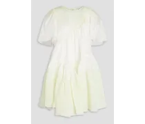 Tiered dégradé linen-blend gauze mini dress - White