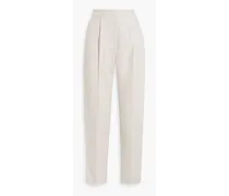 Lilah herringbone linen tapered pants - White