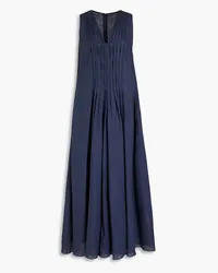 Emporio Armani Pleated linen midi dress - Blue Blue