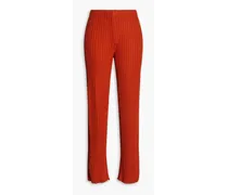 Ribbed stretch-micro modal wide-leg pants - Red