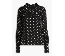 Ruffled polka-dot crepe blouse - Black