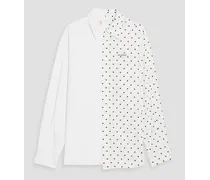 Polka-dot cotton-broadcloth and poplin shirt - White