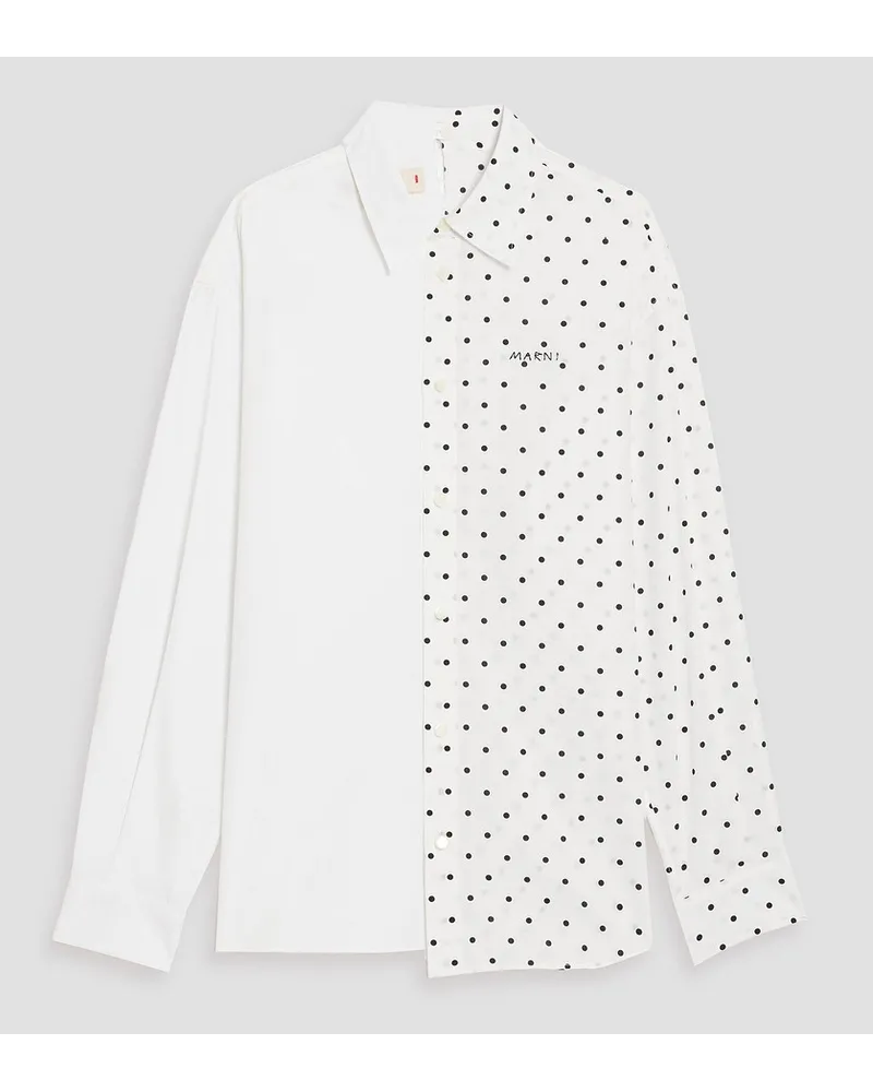 Marni Polka-dot cotton-broadcloth and poplin shirt - White White