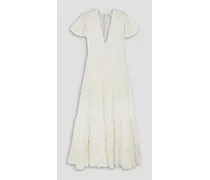 Delicia floral-appliquéd cotton and Lyocell-blend voile maxi dress - White