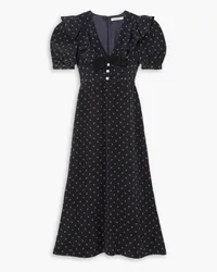 Alessandra Rich Embellished polka-dot silk midi dress - Blue Blue