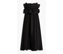 Ruffled silk midi dress - Black