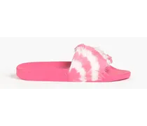 Striped faux fur slides - Pink