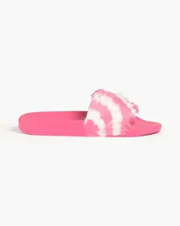 Valentino Garavani Striped faux fur slides - Pink Pink