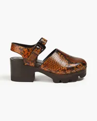 Tory Burch Snake-effect leather clogs - Animal print Animal