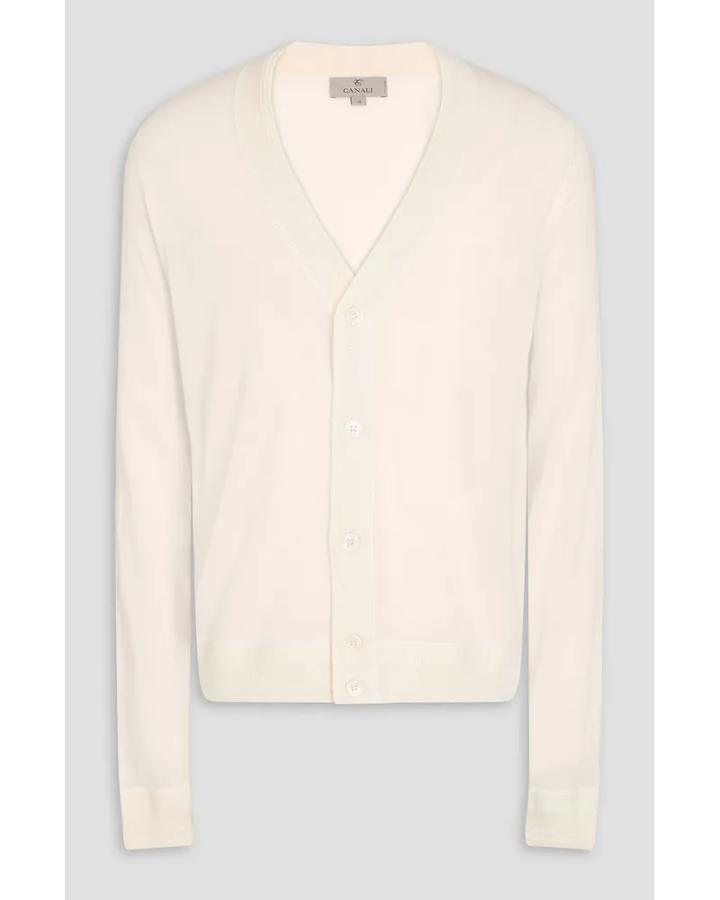 Canali Cashmere and silk-blend cardigan - White White