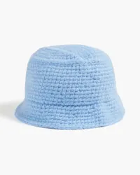 J.W.Anderson Leather-trimmed knitted bucket hat - Blue Blue