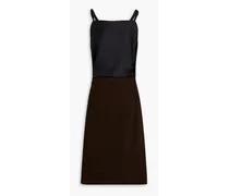 Wool and silk-twill midi dress - Brown