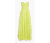 Strapless pleated tulle gown - Yellow