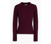 Embroidered ribbed cashmere sweater - Burgundy