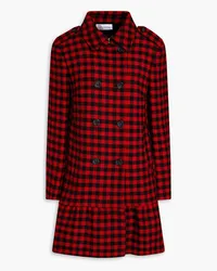 RED Valentino Double-breasted gingham wool-blend tweed coat - Red Red