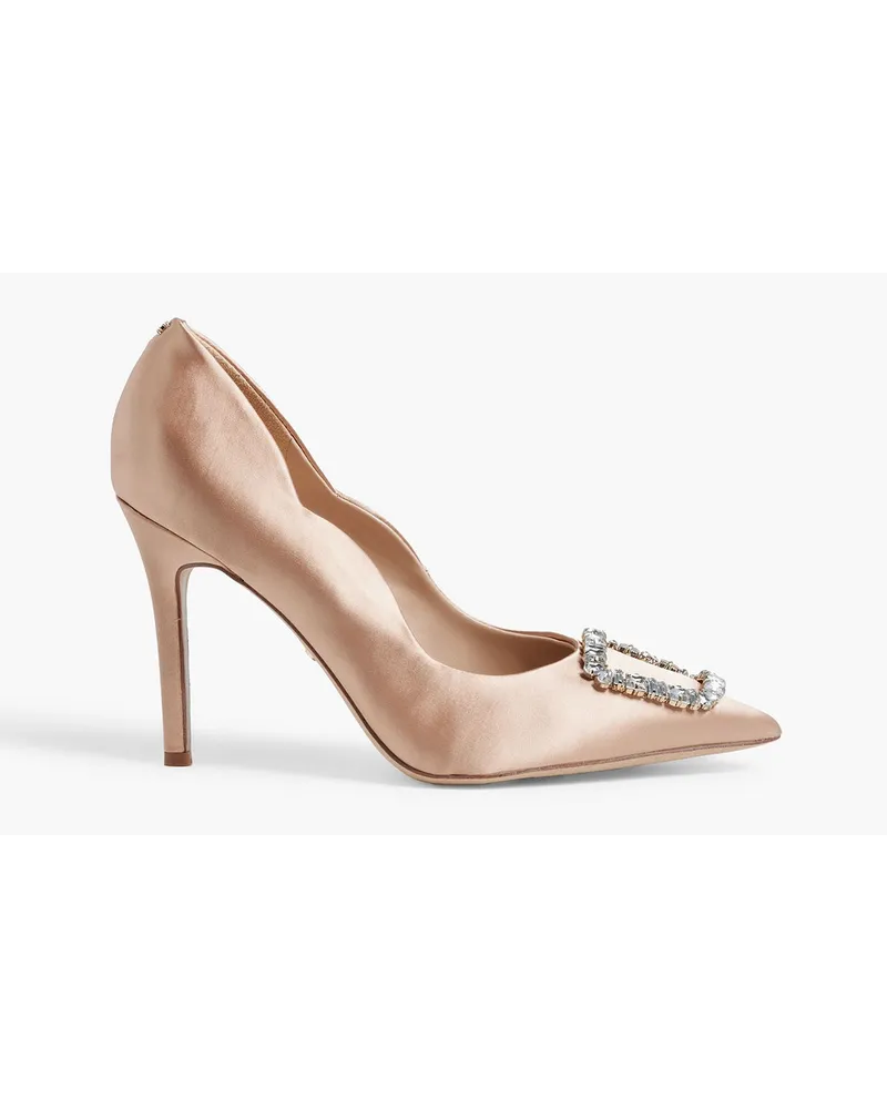 Sam Edelman Harriet crystal-embellished satin pumps - Neutral Neutral