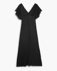 Norma Kamali Angel ruffled tulle maxi dress - Black Black