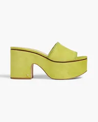 Veronica Beard Dessie suede platform mules - Green Green