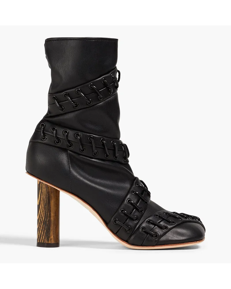 A.W.A.K.E. Greta lace-up faux leather ankle boots - Black Black