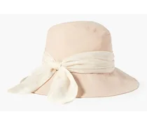 Jordana chiffon-trimmed linen sunhat - Pink