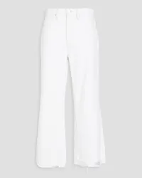 Frame Denim Cropped distressed high-rise straight-leg jeans - White White