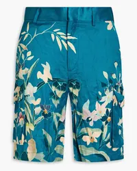 Etro Floral-print satin cargo shorts - Blue Blue