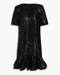 Badgley Mischka Sequined tulle mini dress - Black Black