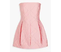 Strapless pleated cloqué mini dress - Pink
