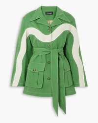 AHLUWALIA Lagos belted Lyocell-twill and stretch-cotton jacket - Green Green