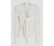 Polka-dot silk crepe de chine blouse - White