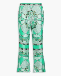 Emilio Pucci Printed silk-twill kick-flare pants - Green Green