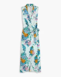 Vince Floral-print satin maxi wrap dress - Green Green