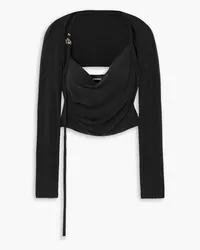 Jacquemus Peplo cutout buckled draped stretch-jersey top - Black Black