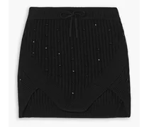 Embellished ribbed-knit mini skirt - Black
