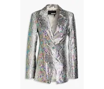Iridescent faux snake-effect leather blazer - Gray