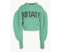 Adley ribbed intarsia wool-blend sweater - Green