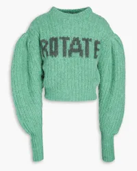 ROTATE Birger Christensen Adley ribbed intarsia wool-blend sweater - Green Green