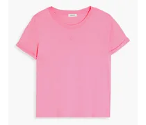 Embroidered cotton-jersey T-shirt - Pink