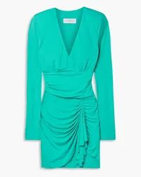 Rebecca Vallance Riccardo ruched stretch-jersey mini dress - Green Green