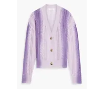 Tie-dyed cable-knit cashmere cardigan - Purple