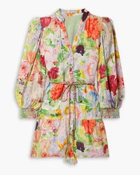 Alice + Olivia Alice Olivia - Antonette belted floral-print satin mini dress - Multicolor Multicolor