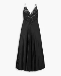 Rodarte Silk-satin and cotton-blend lace maxi dress - Black Black