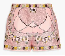 Printed silk-twill shorts - Pink
